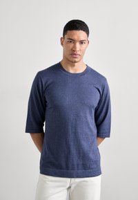 KNITID CREW NECK TEE - Pamata T-krekls - dolphine blue