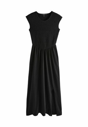 REGULAR FIT - CAP SLEEVE SHIRRED - Maxikleid - black