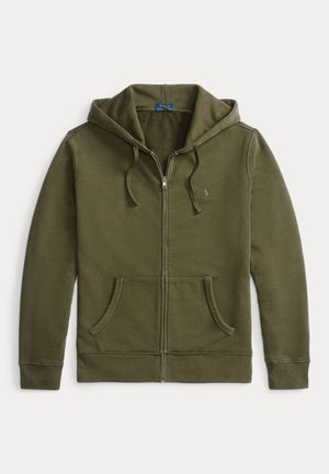 GARMENT-DYED FLEECE FULL-ZIP HOODIE - Cipzáras pulóver - company olive