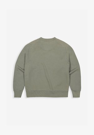 Langsleeve crewneck sweatshirt in gedempt groen. Zachte stof met geribde manchetten en zoom, met een simpel, strak ontwerp en geen zichtbare patronen.