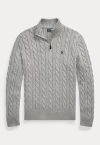 CABLE-KNIT COTTON QUARTER-ZIP SWEATER - Maglione - fawn grey heather