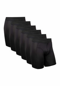 Zwarte boxershorts, zes-pack, gemaakt van rekstof. Heeft een elastische tailleband met logo, slim fit en een gladde textuur.