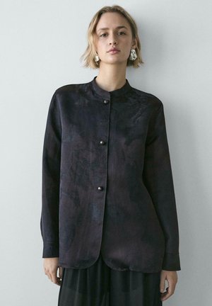 FLOWING JACQUARD - Skjortebluser - mottled dark blue