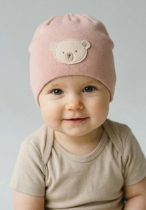 Sterntaler, BEANIE GERIPPT MIT APPLIKATION BÄRGESICHT UNISEX - Beanie - perlrosa