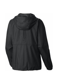 Schwarze, leichte Kapuzenjacke mit glatter, wasserabweisender Oberfläche. Mit elastischen Bündchen und einem Kordelzug für eine verstellbare Passform.