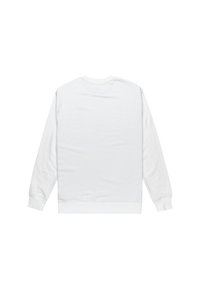 Witte lange mouwen sweatshirt met ronde hals, gemaakt van zachte stof. Voorzien van geribbelde manchetten en zoom. Achteraan is er een eenvoudige uitstraling.