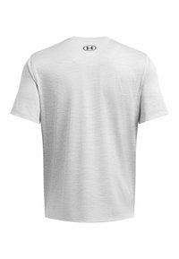 Kurzärmliges, hellgraues T-Shirt mit strukturiertem Design und Rundhalsausschnitt. Logo auf der oberen Rückseite aufgedruckt.