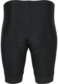 Schwarze Radsportshorts aus dehnbarem Material. Verfügt über einen gepolsterten Sitzbereich, einen elastischen Bund und glatte Nähte für Komfort beim Radfahren.
