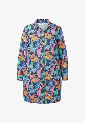 Angel of Style, BLOUSE, STRAIGHT FIT, COLOURED TIGER PATTERN, LONG SLEEVES - Skjortebluser - dark blue