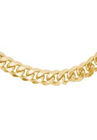 Collana in oro con una catena caratterizzata da grandi anelli intrecciati, con una finitura lucida e una texture liscia, progettata per un look audace.