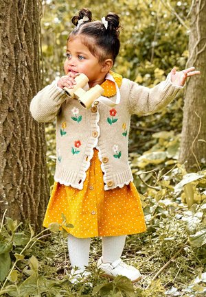 JoJo Maman Bébé FLORAL EMBROIDERED CHUNKY  - REGULAR FIT - Strickjacke - natural