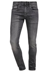 Slim-fit vybledlé černé džíny z denimu s předním zapínáním na knoflík, poutky na opasek a klasickým designem pěti kapes.