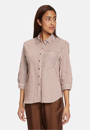 MIT KRAGEN - Button-down blouse - brown white
