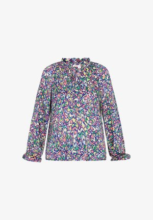 Langsleeve blouse van lichtgewicht stof met een multicolore abstracte print, voorzien van een geraffineerde halslijn en elastische manchetten.