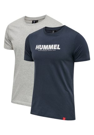 HMLLEGACY - T-shirt print - grey melange/blue nights