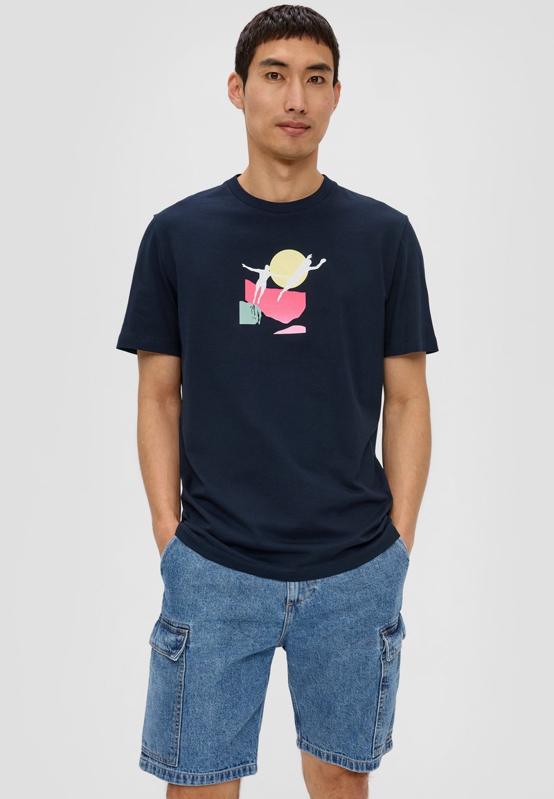 s.Oliver MIT FRONTPRINT - T-Shirt print - navy