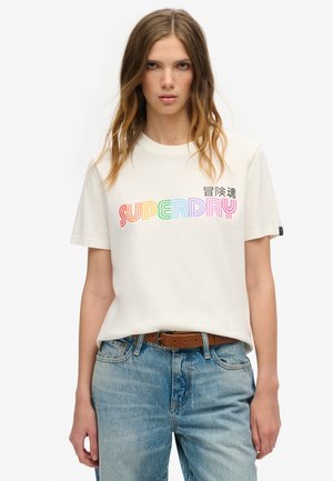 womens Script Style Floral T-Shirt in Eclipse Navy
