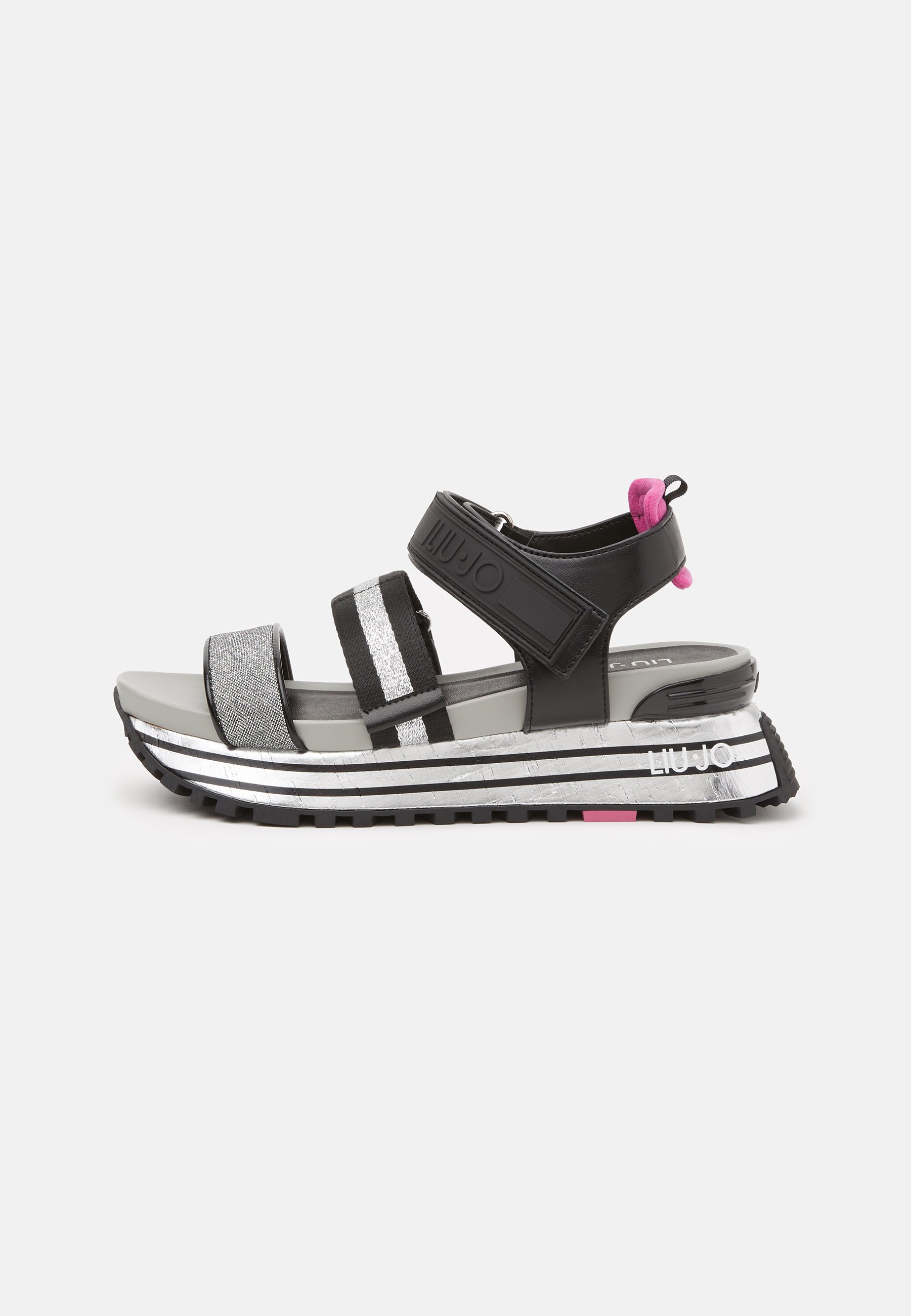 Liu Jo Jeans Sandalias con plataforma - Black metallic/plateado - Zalando.es