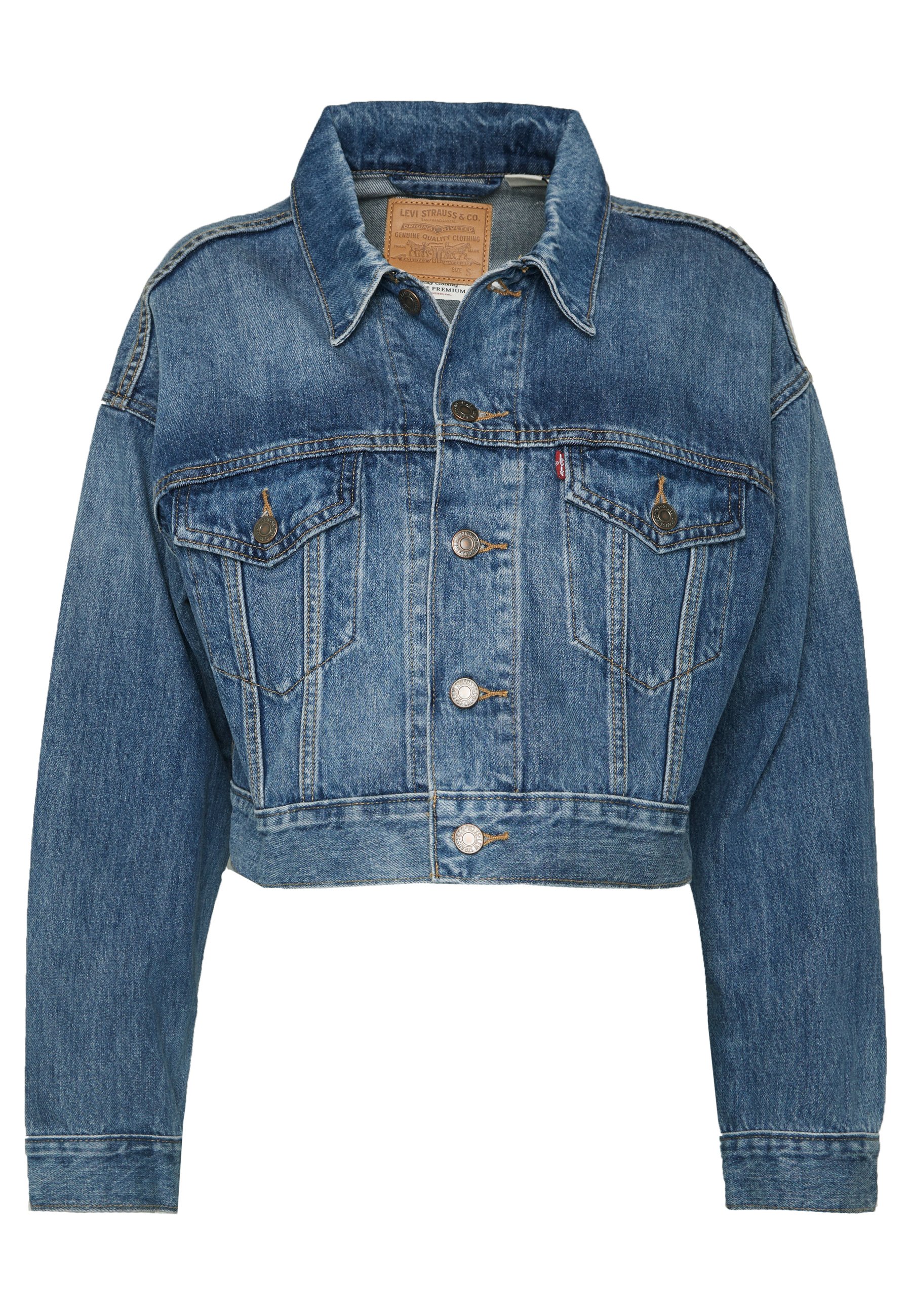 Levi's® CROP DAD TRUCKER Veste en jean blue denim Veste en jean Levi's Denim Denim : 100% Coton Lavage en