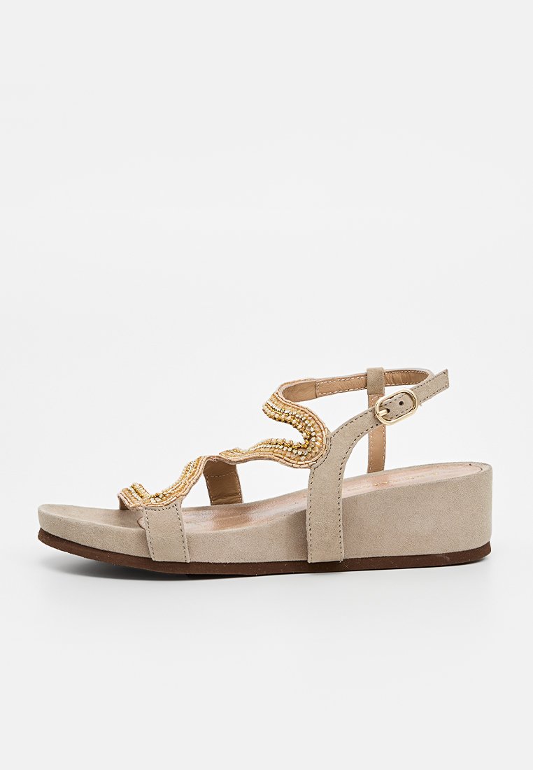 Lazamani Sandalen met sleehak bruin