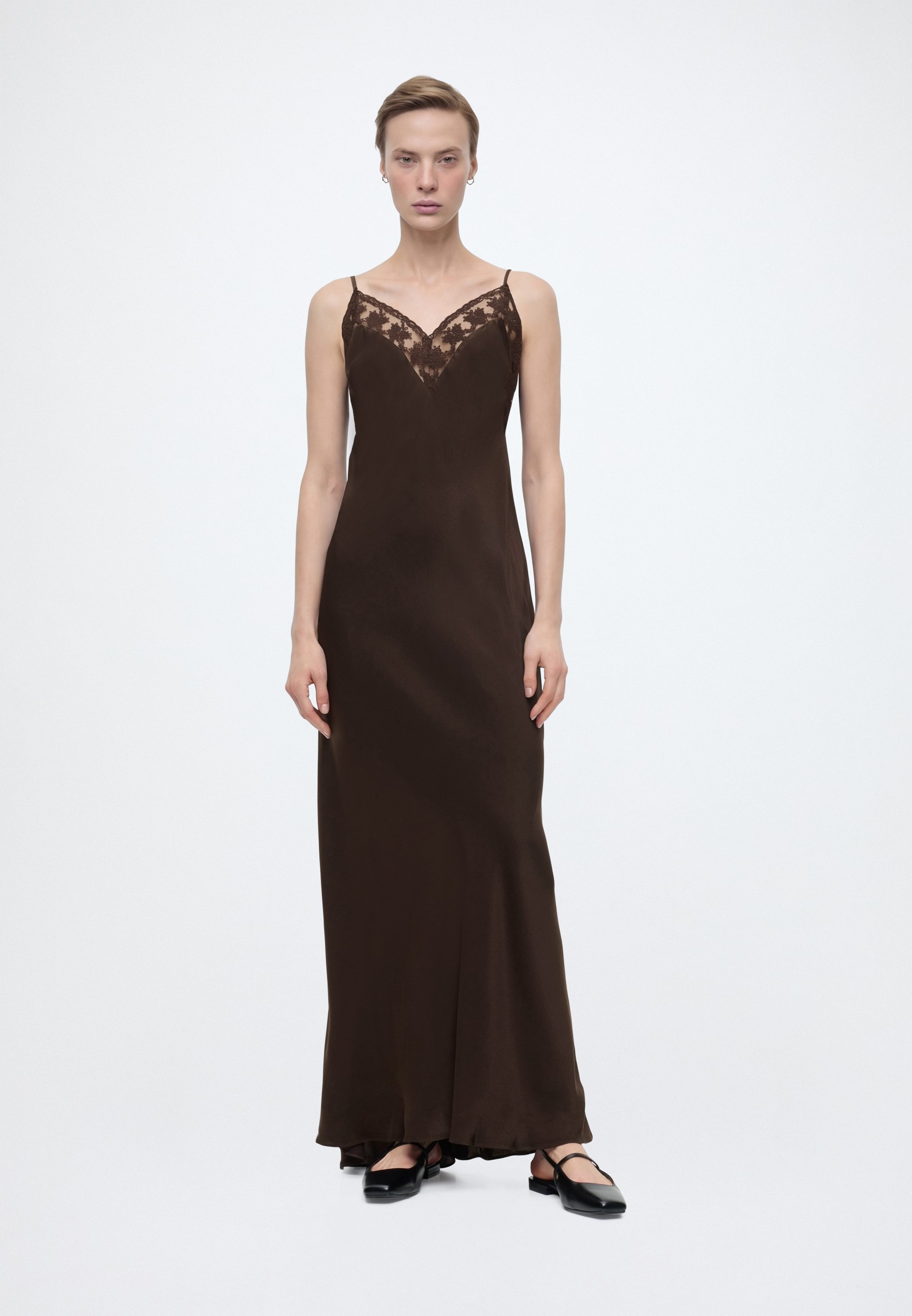 Bardot BONITA LACE TRIM MAXI DRESS - Occasion wear - dark choco/light brown  - Zalando.ie
