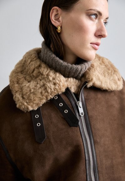 Bally Leren jas - midbrown/beige