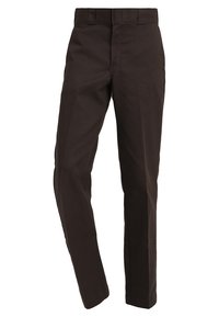 Chinos marrones con un diseño de pierna recta, fabricados con un tejido duradero. Cuentan con una cinturilla regular y bolsillos laterales.
