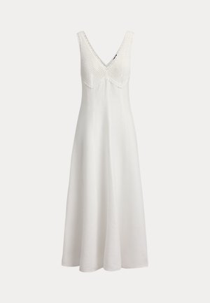 Polo Ralph Lauren CROCHET-TRIM LINEN DRESS - Maxikleid - white