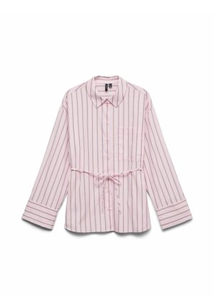 Vero Moda Curve, VMCGINA BELT LS SHIRT WVN CUR - Blúzka so zapínaním na gombíky - pink-a-boo