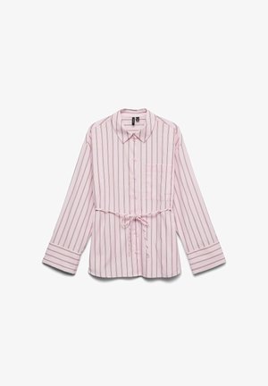 Vero Moda Curve, VMCGINA BELT LS SHIRT WVN CUR - Blúzka so zapínaním na gombíky - pink-a-boo
