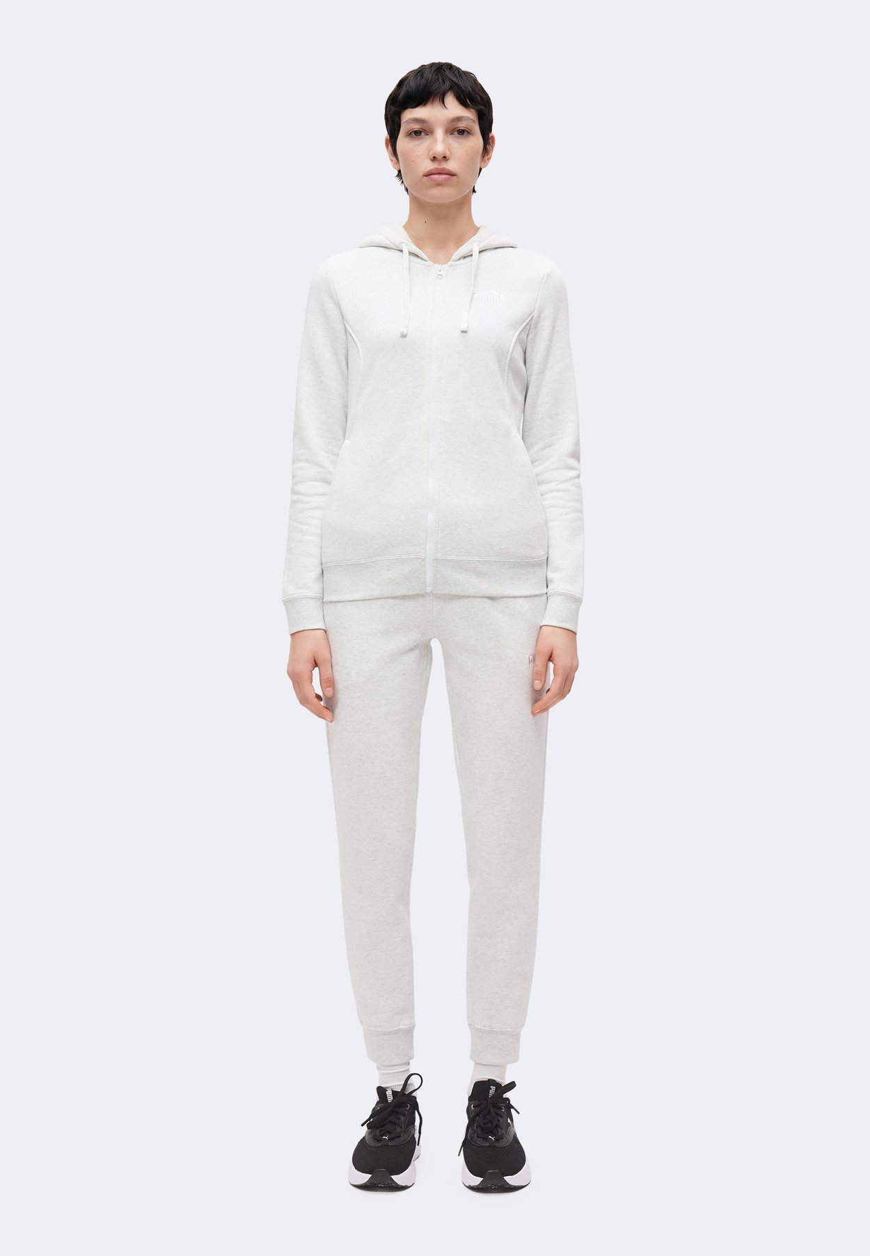 PUMA HOODED SUIT FULL ZIP - Tracksuit - white glow heather