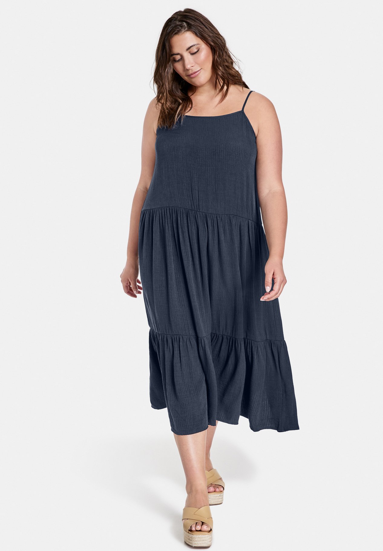 Samoon MIT SPAGHETTITRÃ¤GERN ECOV - Jerseykleid - blue berry/blau -  Zalando.de