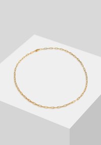 Collana in oro con maglie allungate e una finitura liscia e lucida. Design semplice, senza ulteriori accenti o pietre.