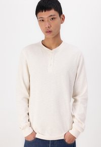 GAP WAFFLE HENLEY - Long sleeved top - ivory frost
