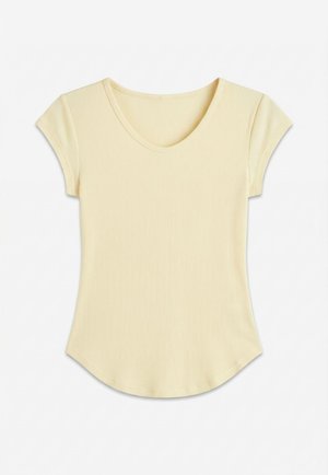 Topshop, LISSY V NECK - T-shirt imprimé - pale banana