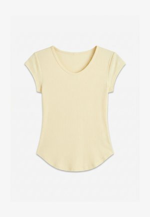 Topshop, LISSY V NECK - Print T-shirt - pale banana