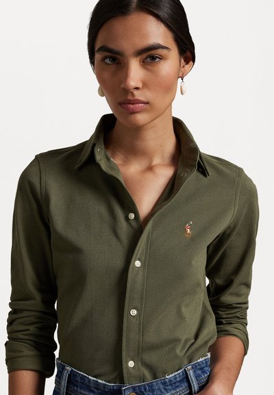 Polo Ralph Lauren LONG SLEEVE BUTTON FRONT SHIRT - Bluza z gumbi - thermal green