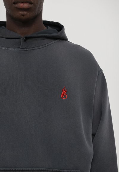 Vision of Super HOODIE WITH EMBROIDERED FLAME AND PRINTED LOGO - Kapuzenpullover - stone wash