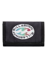 Svart stofflommebok med en fargerik Billabong-logo og bølgedesign. Brettet design med en sikker, sydd kant for holdbarhet.