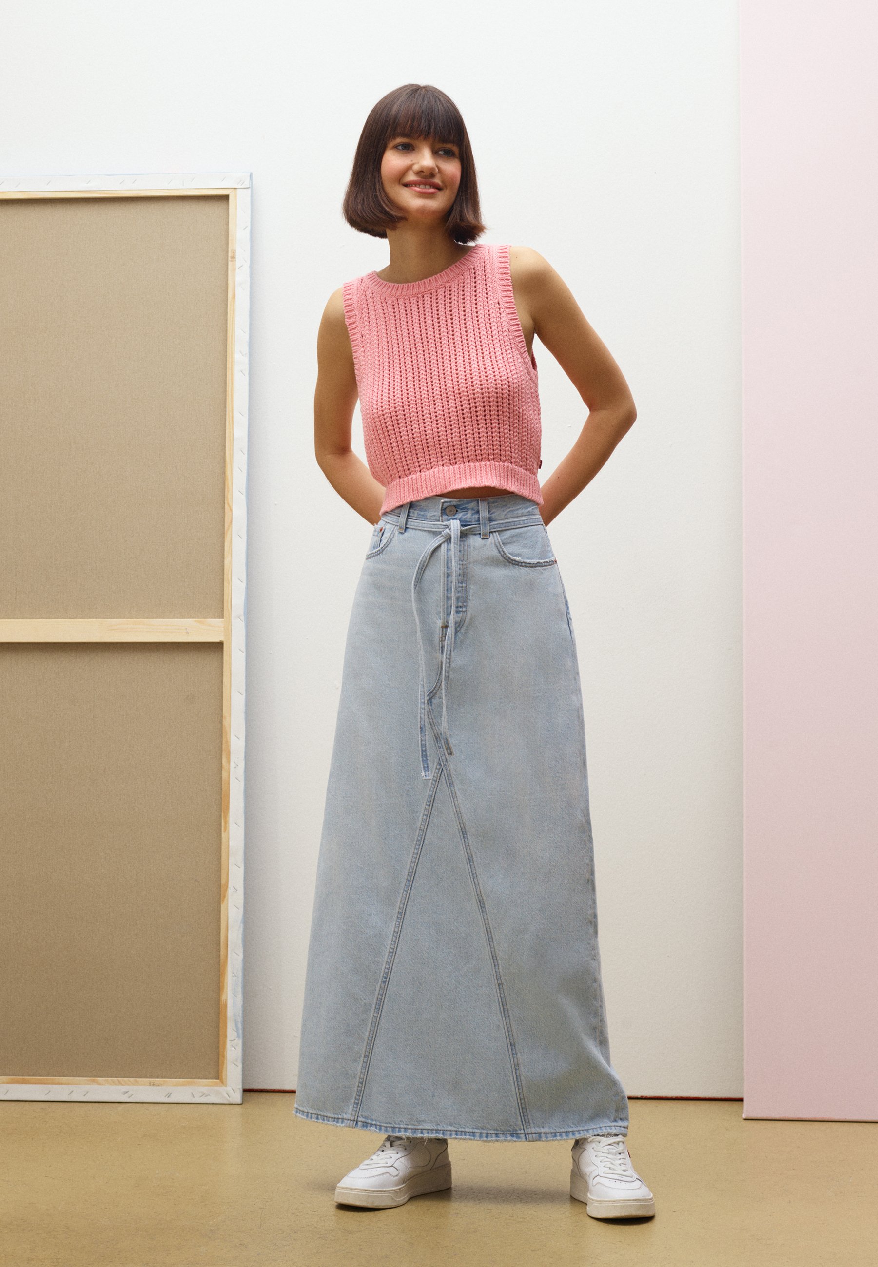 Introducir 78+ imagen levi's long denim skirt Abzlocal.mx