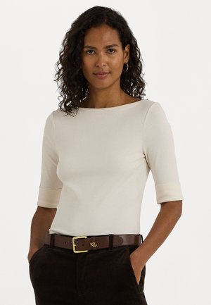 STRETCH COTTON BOATNECK TEE - T-shirt basic - mascarpone cream