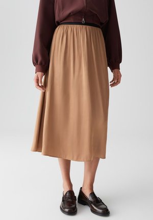 MIDI A-LINE COMFORT WAISTBAND - Gonna a campana - golden oak