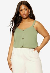 Curves Like These BUTTON FRONT CAMI REGULAR FIT - Top - khaki green