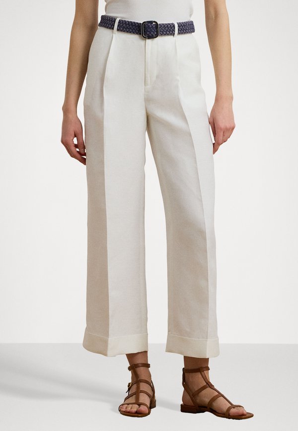 Pleated Linen Blend Twill Trouser - Trousers