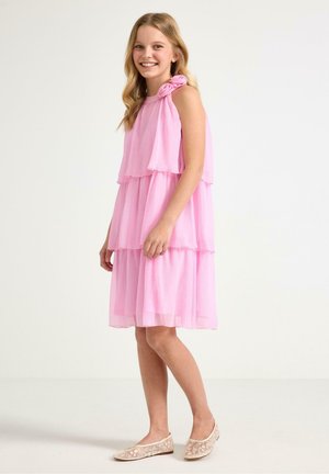 Lindex, DRESS WITH FLOUNCES AND FLOWERS APPLIQUE - Hverdagskjole - light pink