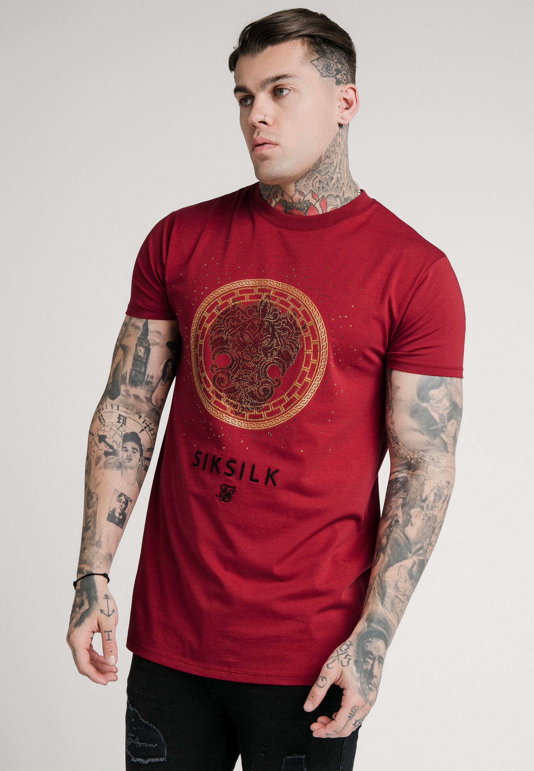 SIKSILK LION TEE - Camiseta estampada - deep red/rojo - Zalando.es