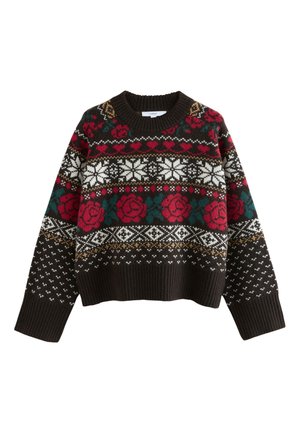 CREW NECK - Maglione - chocolate brown fairisle