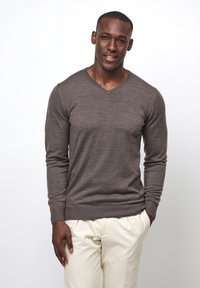 PROFUOMO V-NECK  - Stickad tröja - dark brown