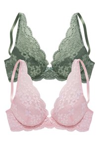 PETITE FLEUR BY LASCANA 2 PACK - Soutien-gorge triangle - khaki/rose