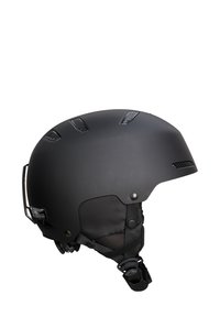 Zwart matte helm met geventileerd ontwerp, gladde afwerking, verstelbare kinband en textuurpadding aan de binnenzijde voor comfort.